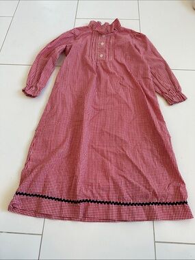 Busy bees Red and White Gingham Ruffle Collar pajama dress 7